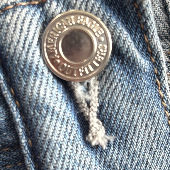 American Eagle Women’s Distressed Button-fly Straight Leg Jeans 14Long - Picture 9 of 13